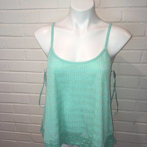 Line & Dot Ribbed Tank/Camisolewith Lace Bottom